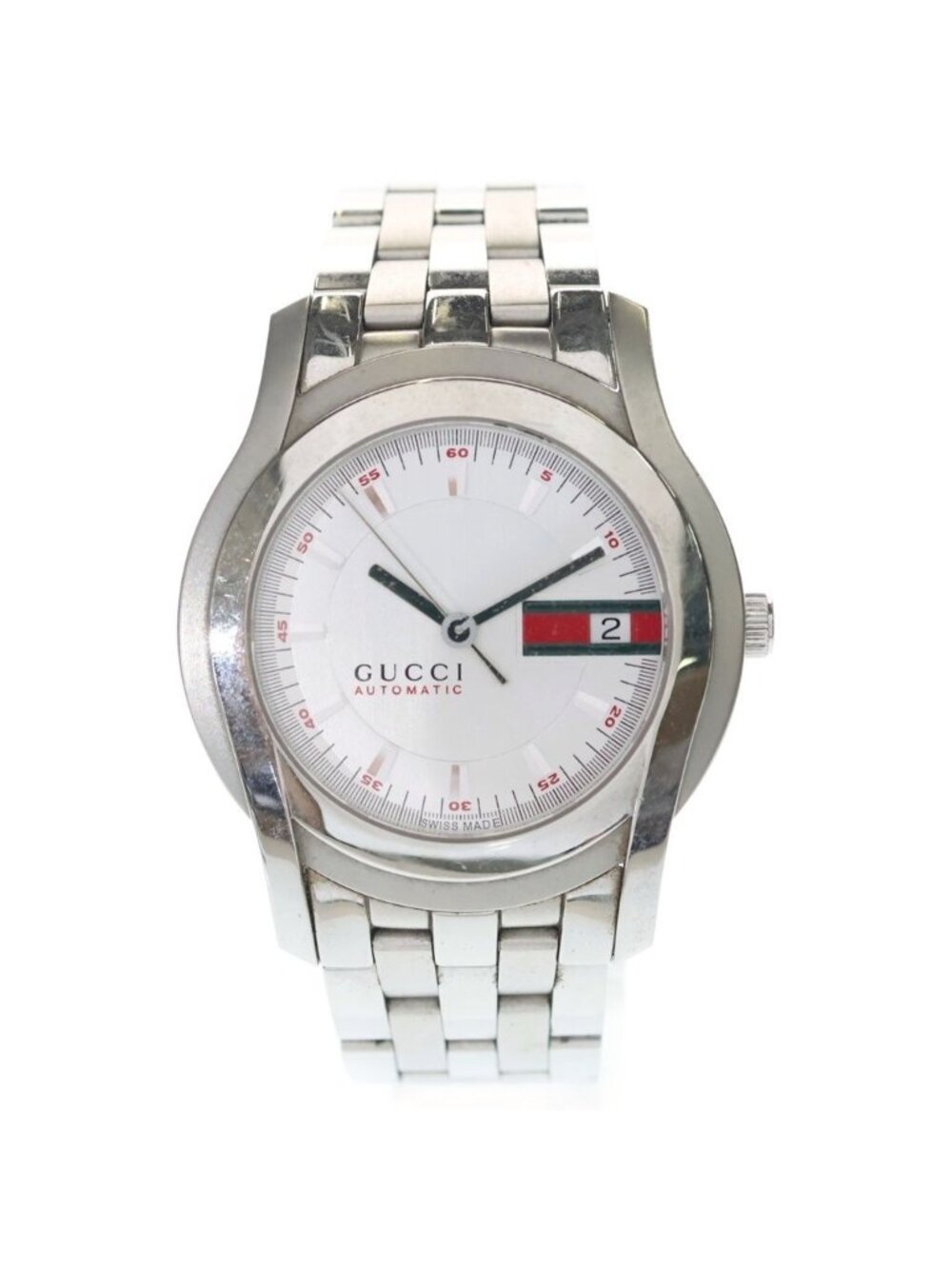 Gucci Automatic Watch SS Winding White Dial Silver